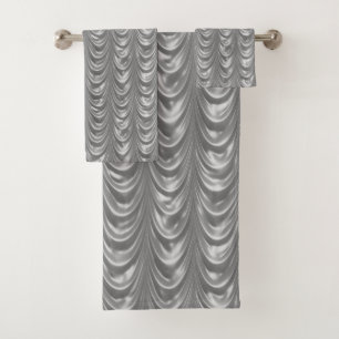 Christmas Silve Ruched Satin Scallops Graphic Bath Towel Set