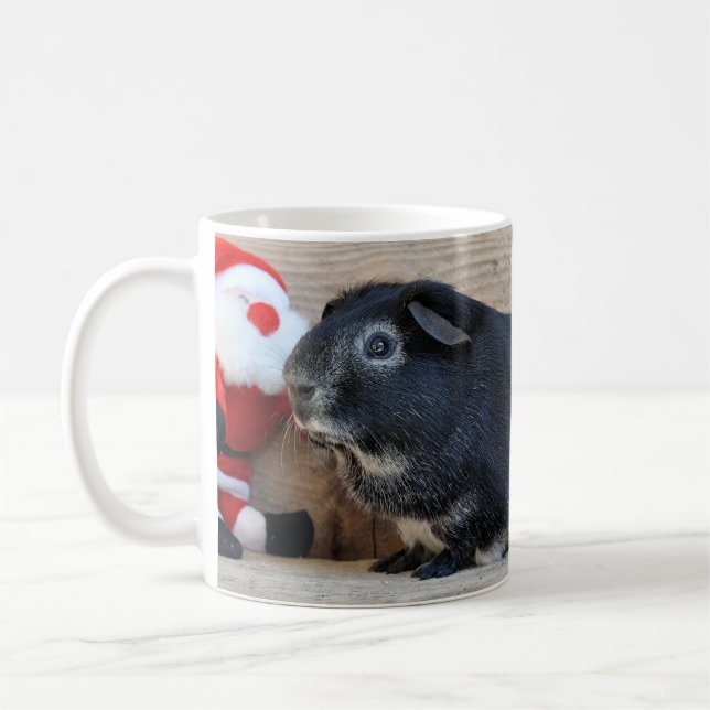 Christmas Silver Fox Guinea Pig and Santa Doll Coffee Mug (Left)