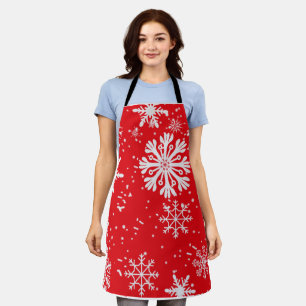 Christmas Silver Snow Flakes All-Over Print Apron