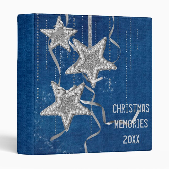 Christmas Silver Stars Album Binder (Front/Spine)