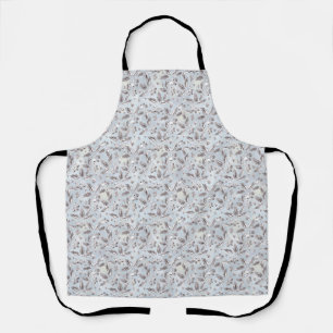 Christmas, silver twigs, white, snowflakes, winter apron