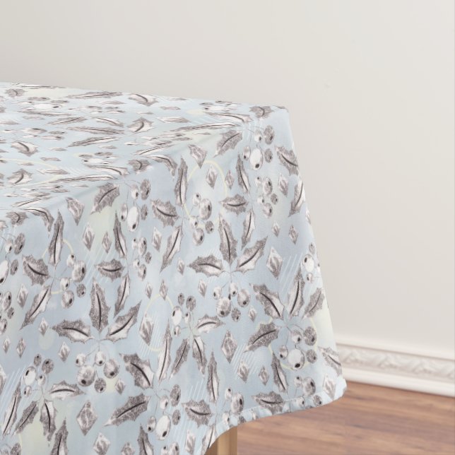 Christmas, silver twigs, white, snowflakes, winter tablecloth (In Situ)