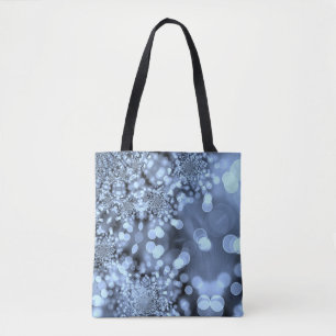 Christmas Silvery Blue Snowflake Tote Bag