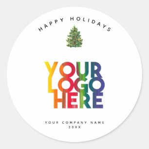 Christmas Simple Business Logo Vintage Xmas Tree Classic Round Sticker