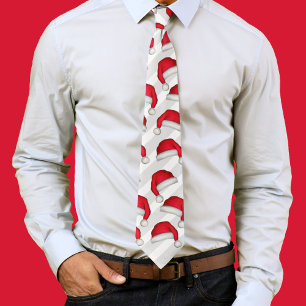Christmas Simple Cute Whimsical Santa Hats Pattern Tie