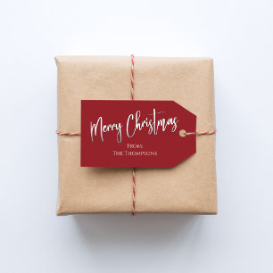 Christmas Simple Holiday Red Calligraphy Script Gift Tags