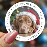 Christmas Simple Photo Round Modern Return Address Classic Round Sticker<br><div class="desc">Introducing our Round Photo Return Address Labels – the perfect finishing touch for your holiday greetings! These labels combine simplicity and modern charm, featuring a delightful design that's both cute and fun. Personalize them with your favourite family photo, making it an ideal choice for showcasing your beloved pets or that...</div>