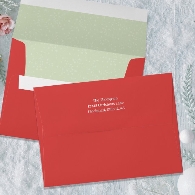 Christmas Simple Red Green Whimsical Festive Envelope (Christmas red and green whimsical festive envelope.)