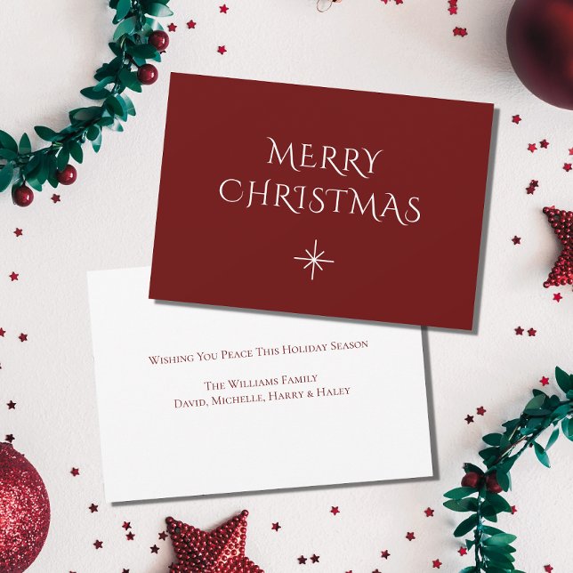 Christmas Simple Snowflake Elegant Red   Holiday Card (Creator Uploaded)