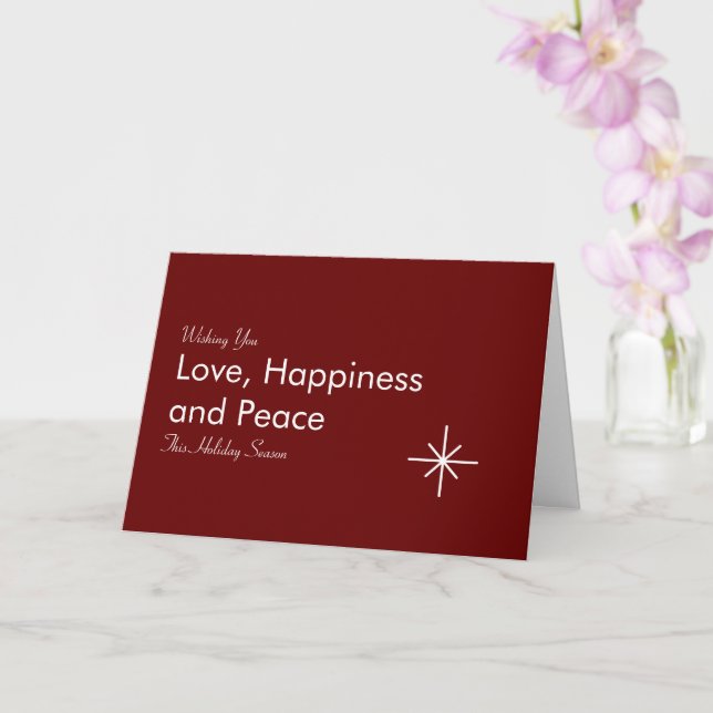Christmas Simple Snowflake Typography Red Holiday Card (Orchid)