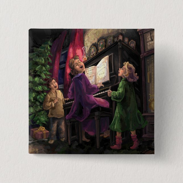 Christmas Sing Along 2 Inch Square Button (Front)