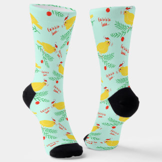 Christmas Singing Canary Pattern Socks