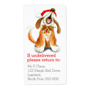 Christmas singing dog return address labels