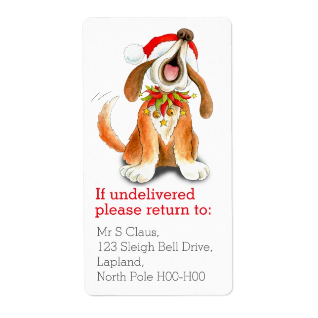 Christmas singing dog return address labels (Front)