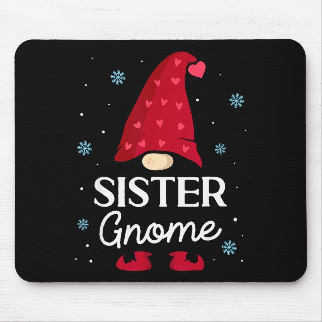 Christmas Sister Gnome Dwarf Garden Gnome Family  Mouse Pad (Front)
