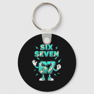 Christmas Six Seven 67 Funny 6-7 Meme Retro Cartoo Keychain