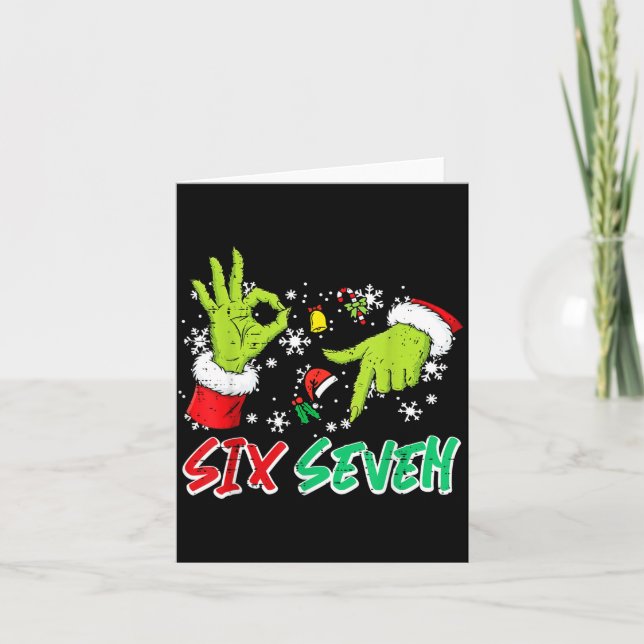 Christmas Six Seven 67 Funny Meme 6 7 Xmas Women M Card (Front)