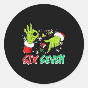 Christmas Six Seven 67 Funny Meme 6 7 Xmas Women M Classic Round Sticker