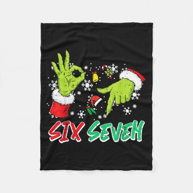 Christmas Six Seven 67 Funny Meme 6 7 Xmas Women M Fleece Blanket (Front)