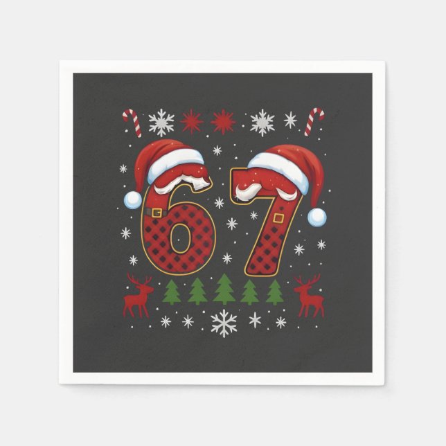 Christmas Six Seven 67 Santa Xmas Gen Alpha Napkin (Front)