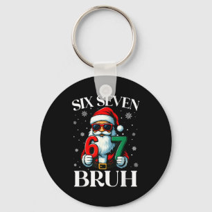 Christmas Six Seven Bruh Meme 6 7 Slang Cool Santa Keychain