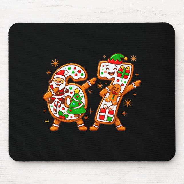 Christmas Six Seven Dabbing Cool Meme 67 Xmas Dab  Mouse Pad (Front)