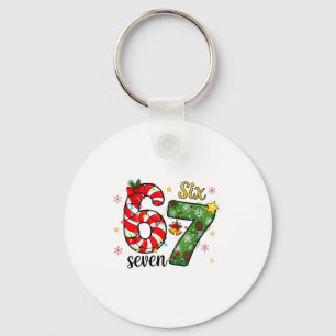 Christmas Six Seven Funny Trendy 6 7 Viral Meme  Keychain