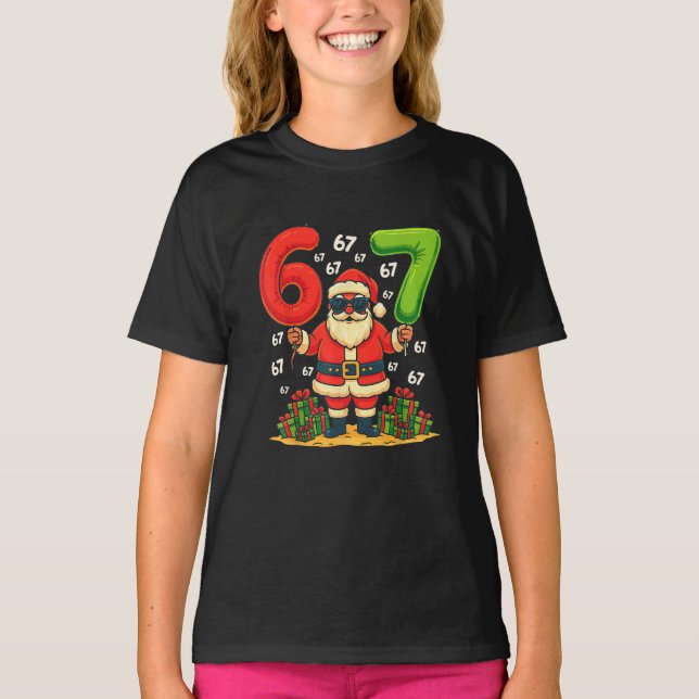 Christmas Six Seven Santa Claus 6 7 Funny Gen Z  T-Shirt (Front)