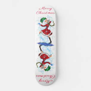 Christmas Skateboard Gift Snowman and Girl Dance