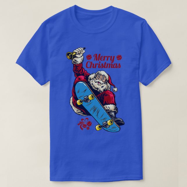 Christmas skateboarding santa 33 T-Shirt (Design Front)