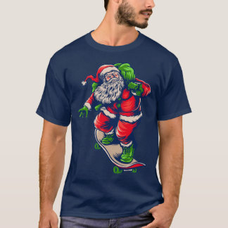 Christmas skateboarding santa 62 T-Shirt