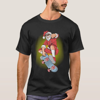 Christmas Skateboarding Santa  Xmas Gift for Him H T-Shirt