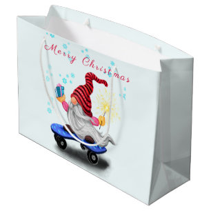 Christmas Skater Gnome Gift Bag