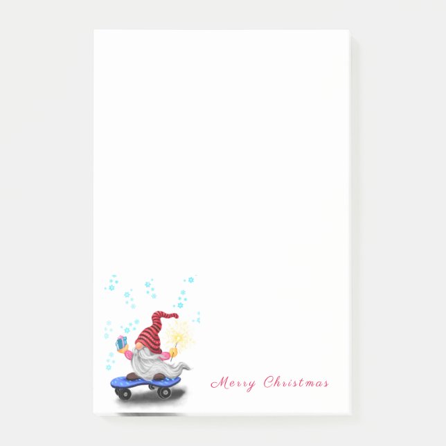 Christmas Skater Gnome with Gifts Post-it Notes (Front)