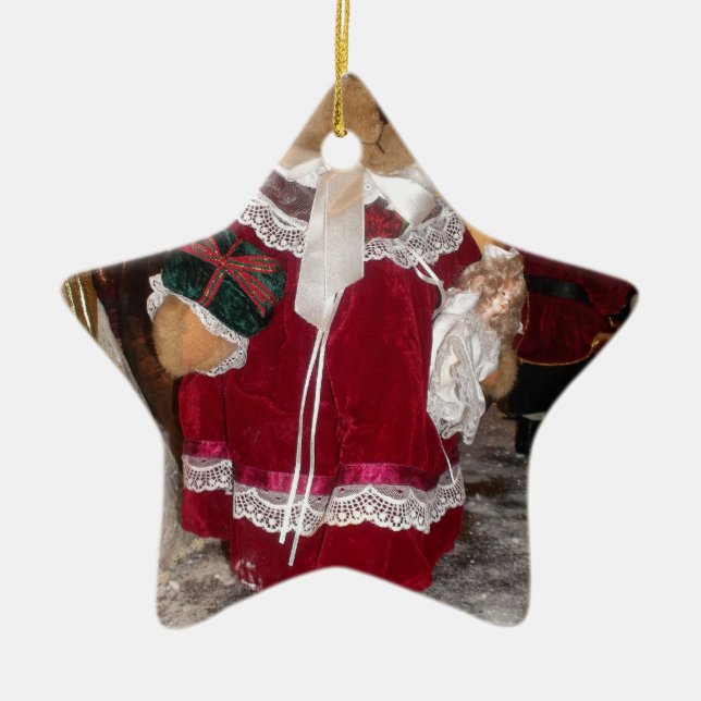 Christmas Skater Teddy Bear Collection. Ceramic Ornament (Front)