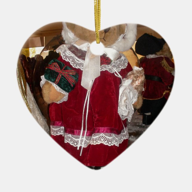 Christmas Skater Teddy Bear Collection. Ceramic Ornament (Front)