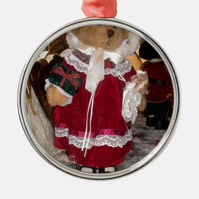 Christmas Skater Teddy Bear Collection. Metal Ornament (Front)