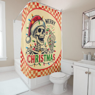 Christmas Skeleton Creepy Candy Cane Retro