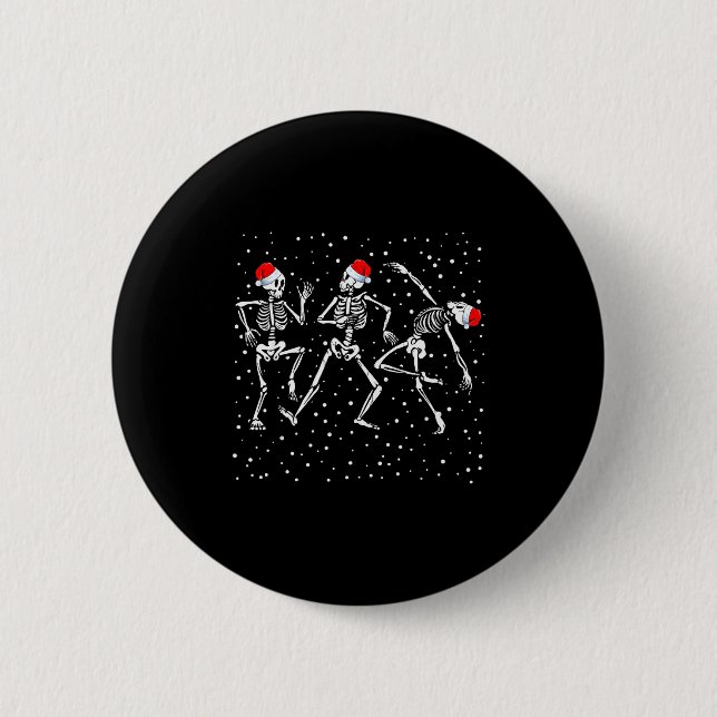 Christmas Skeleton Dancing Funny Xmas  2 Inch Round Button (Front)