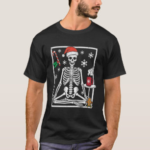 Christmas Skeleton Doing Yoga Xmas Men Women Kids T-Shirt