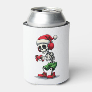 Christmas skeleton Gamer Pajamas xmas skull gaming Can Cooler