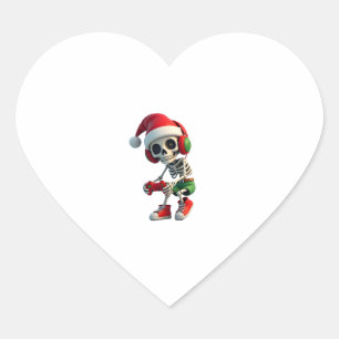 Christmas skeleton Gamer Pajamas xmas skull gaming Heart Sticker