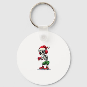 Christmas skeleton Gamer Pajamas xmas skull gaming Keychain
