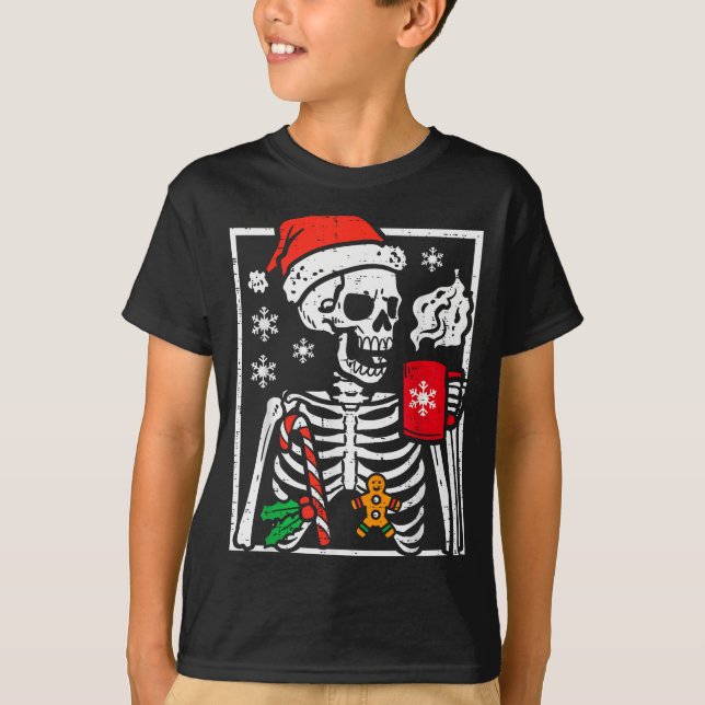 Christmas Skeleton Hot Chocolate Xmas Men Women Ki T-Shirt (Front)