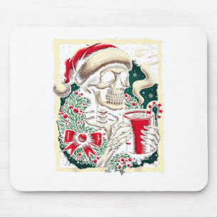 Christmas Skeleton Hot Cocoa Dead Inside Spooky Xm Mouse Pad