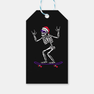 CHRISTMAS SKELETON ON SKATEBOARD FUNNY XMAS GIFT TAGS