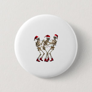 Christmas Skeleton Santa Dancing Lights (2) 2 Inch Round Button