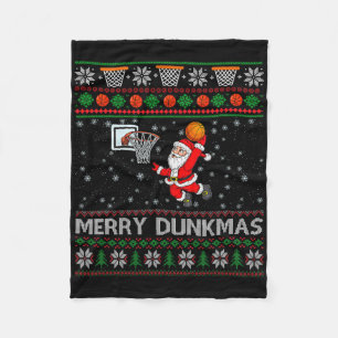 Christmas Sketll Humour Joke Merry Dunkmas Fleece Blanket