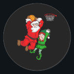 Christmas Sketll Santa Claus Slam Dunk Elf Funny H Classic Round Sticker<br><div class="desc">Christmas Sketll Santa Claus Slam Dunk Elf Funny Humour</div>