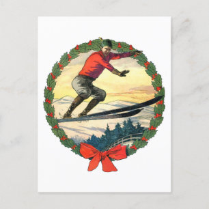 Christmas Ski Jump Holiday Postcard